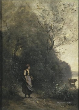  Coro Arte - Jean Baptiste Camille Corot l Campesina pastando una vaca en el bosque
